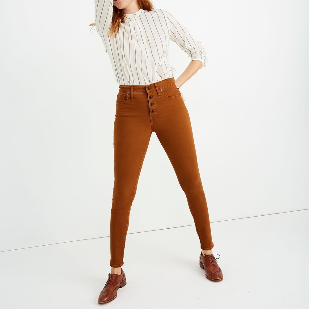 Madewell 9" Mid-Rise Skinny Jeans: Garment-Dyed Button-Front Edition size 25